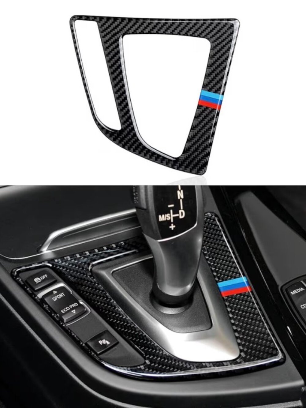 Car Gear Shift Panel Trim Carbon Fiber Decal Center Console Sticker fits for BMW